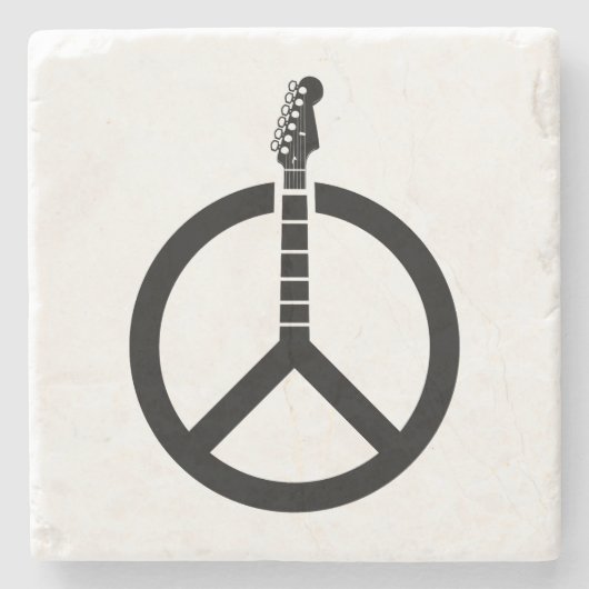 ギターピースサイン ストーンコースター (正面)