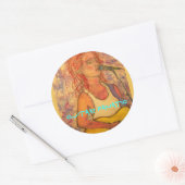 ギターファンの女の子 ラウンドシール (封筒)