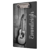 ギターフォト白黒素朴カントリーウッドドア クリップボード (左)