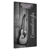 ギターフォト白黒素朴カントリーウッドドア クリップボード (右)