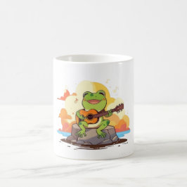 ギターフロッグサンセットかわいい音楽デザイン コーヒーマグカップ