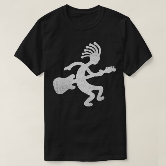 ギタープレイヤーココペリ先住民アメリカン・ヒエログリフ Tシャツ (デザイン正面)