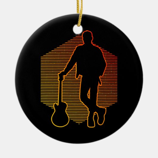 ギタープレイヤー男子エレキギター セラミックオーナメント (正面)