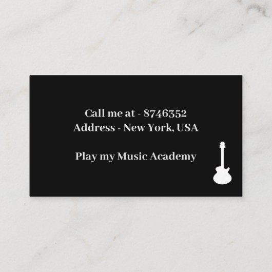 ギタープレイヤー音楽アーティスト先生スクールのコンサート コーリングカード (裏面)