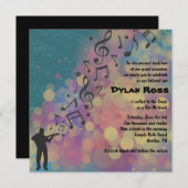 ギタープレーヤーこうもりバー（ユダヤ教の）バル・ミツバー招待状 招待状 (正面/裏面)