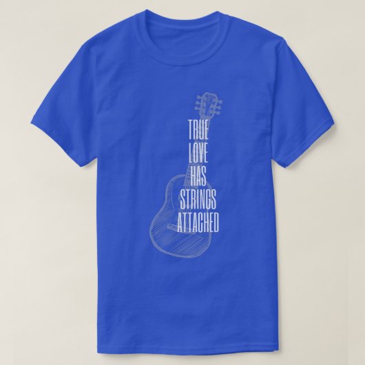 ギタープレーヤーの真の愛の文字列を添付 – Guitar5 Tシャツ (デザイン正面)