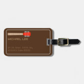 ギタープレーヤーまたはミュージックストア名（ブラウン） ラゲッジタグ (正面横)