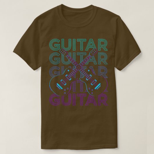 ギタープレーヤーギタリストレトロ1402 Tシャツ (デザイン正面)
