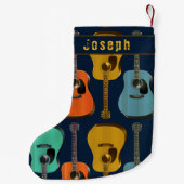 ギタープレーヤーダブルサイド名10代の男の子 スモールクリスマスストッキング (裏面)