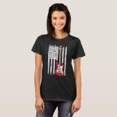 ギタープレーヤーティー電気ギター米国国旗 Tシャツ (正面フル)