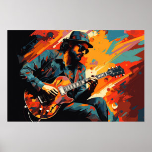 ギタープレーヤーミュージック絵画ズ抽象芸術アートデコール ポスター