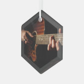 ギタープレーヤー音楽ミュージシャン ガラスオーナメント (正面左)
