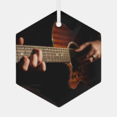 ギタープレーヤー音楽ミュージシャン ガラスオーナメント (裏面)