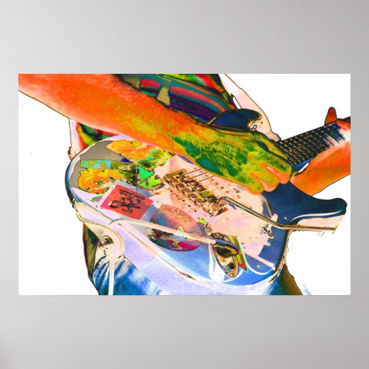 ギタープレーヤー、サイカデリック色の音楽デザイン ポスター (正面)