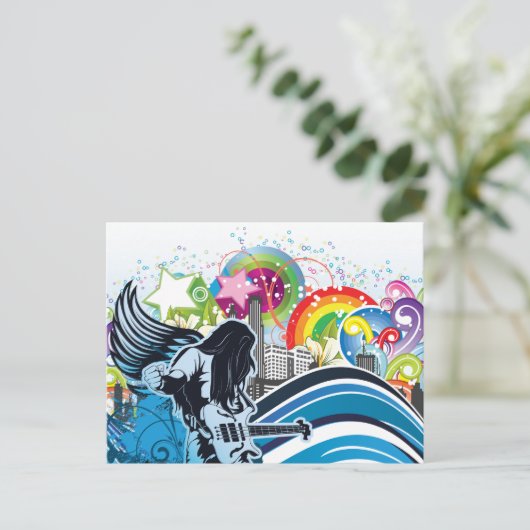 ギタープレーヤー~ロックヘビーメタルバンドミュージック ポストカード (スタンド正面)