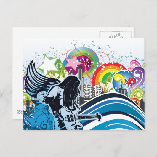 ギタープレーヤー~ロックヘビーメタルバンドミュージック ポストカード (正面/裏面)