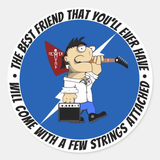 ギタープレー最高のヤーフレンド再び道路上漫画 ラウンドシール (正面)