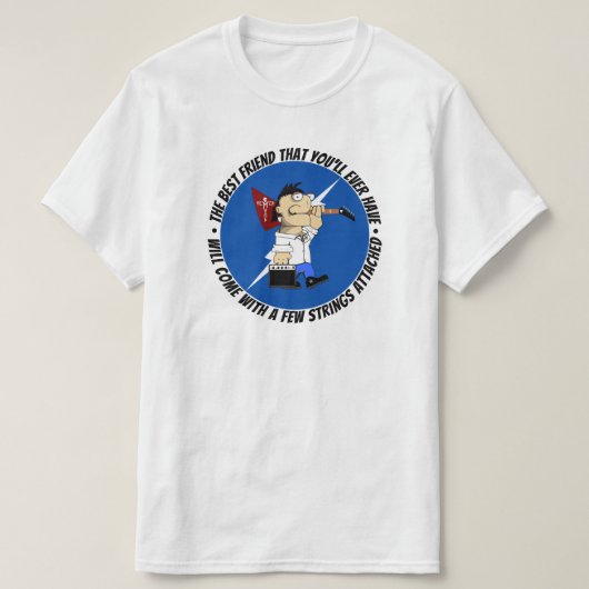 ギタープレー最高のヤーフレンド再び道路上漫画 Tシャツ (デザイン正面)