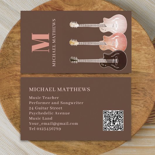 ギタープロフェッショナルミュージシャンカスタムQRコード 名刺