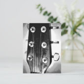 ギターヘッド弦調律ペグアート白黒 ポストカード (スタンド正面)