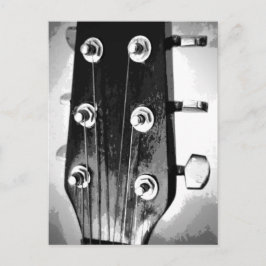 ギターヘッド弦調律ペグアート白黒 ポストカード