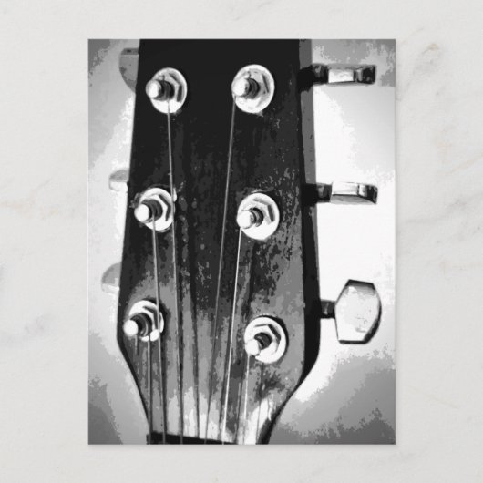 ギターヘッド弦調律ペグアート白黒 ポストカード (正面)