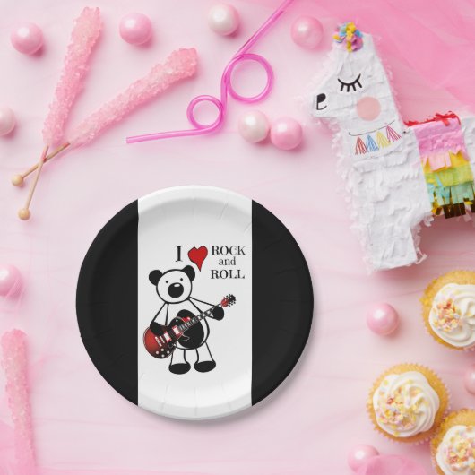 ギターベアーロック&音楽転が子供の誕生日パーティー ペーパープレート (パーティー)