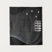 ギターベース楽器ブラック タペストリー (正面)