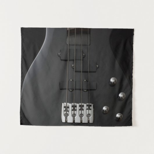 ギターベース楽器ブラック タペストリー (正面(横))