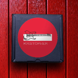 ギターミニマル白黒レッドモダンギタリスト ラウンドシール