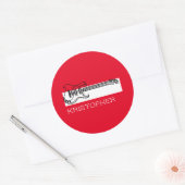 ギターミニマル白黒レッドモダンギタリスト ラウンドシール (封筒)