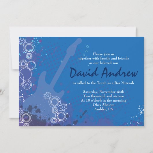 ギターミュージカルバーバルミツワー招待状 招待状 (正面)