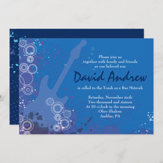 ギターミュージカルバーバルミツワー招待状 招待状 (正面/裏面)