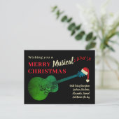 ギターミュージカルメリークリスマスパーソナライズされた シーズンポストカード (スタンド正面)