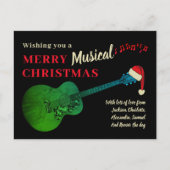 ギターミュージカルメリークリスマスパーソナライズされた シーズンポストカード (正面)