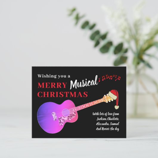 ギターミュージカルメリークリスマスピンク シーズンポストカード (スタンド正面)
