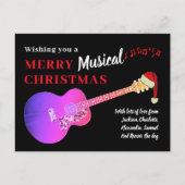 ギターミュージカルメリークリスマスピンク シーズンポストカード (正面)