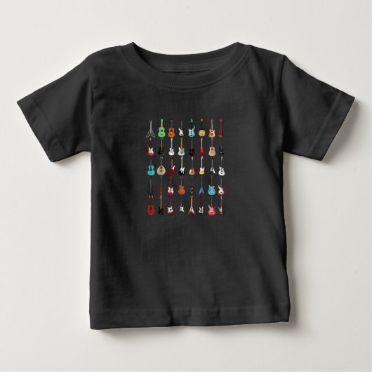ギターミュージカル楽器ロックアンドロール ベビーTシャツ (正面)