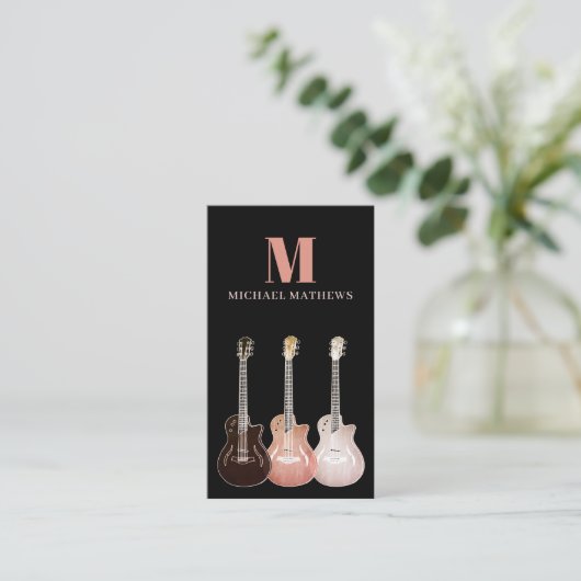 ギターミュージシャンと音楽先生 名刺 (スタンド正面)