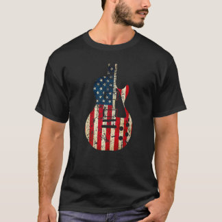 ギターミュージシャンアメリカ国旗のギタ動揺してー Tシャツ
