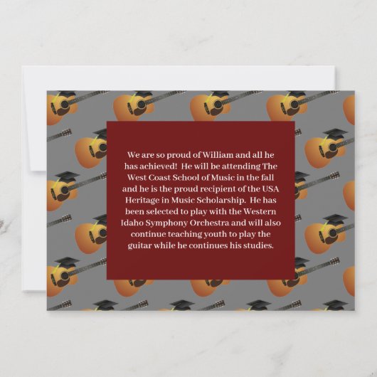 ギターミュージシャン卒業パーティー音楽 招待状 (裏面)