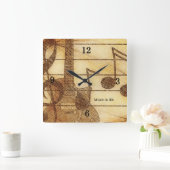 ギターミュージックテーマウォールクロック スクエア壁時計 (ホーム)