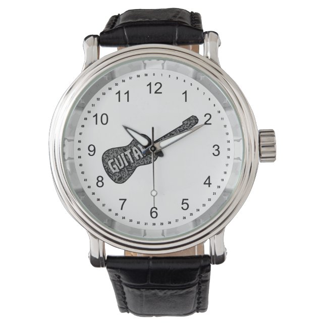 ギターミュージックノート文字 腕時計 (正面)