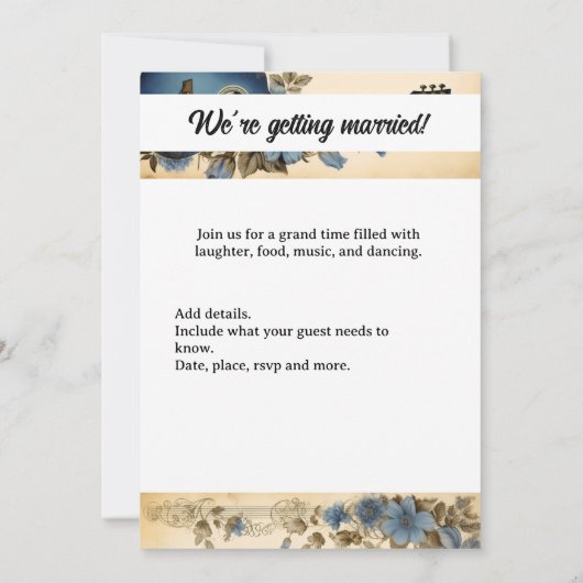 ギターミュージックノート花 招待状 (裏面)