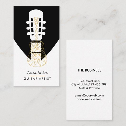 ギターミュージックプレーヤーアーティストDJ幾何学黒 名刺 (正面/裏面)