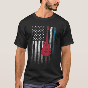 ギターミュージックミュージシャン7月4日アメリカ国旗US Tシャツ