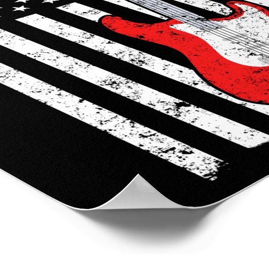 ギターミュージックラバーギターアメリカ国旗 ポスター (角)