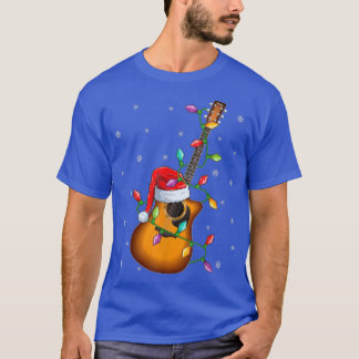 ギターミュージックラバークリスマスライツサンタギターキリスト Tシャツ