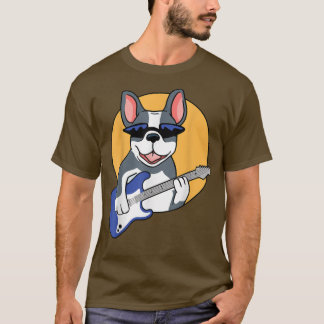 ギターミュージックラバーフランスのブルドッグFrenchie Guitar Tシャツ
