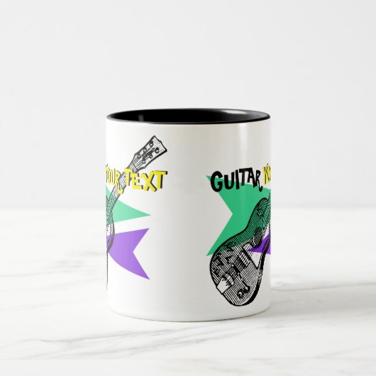 ギターミュージックレトロヴィンテージイラストレーションカスタムマグ ツートーンマグカップ (中央)